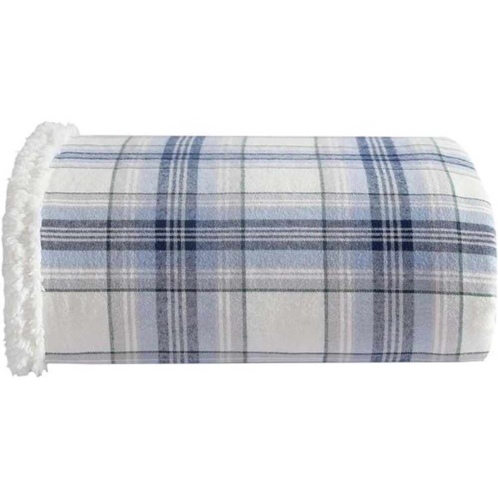 Super Soft Blanket Reversible Sherpa Fleece Throw Blanket Couch Bed Lounging Blu